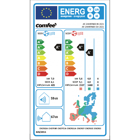 COMFEE Κλιματιστικό Inverter 24000 BTU 